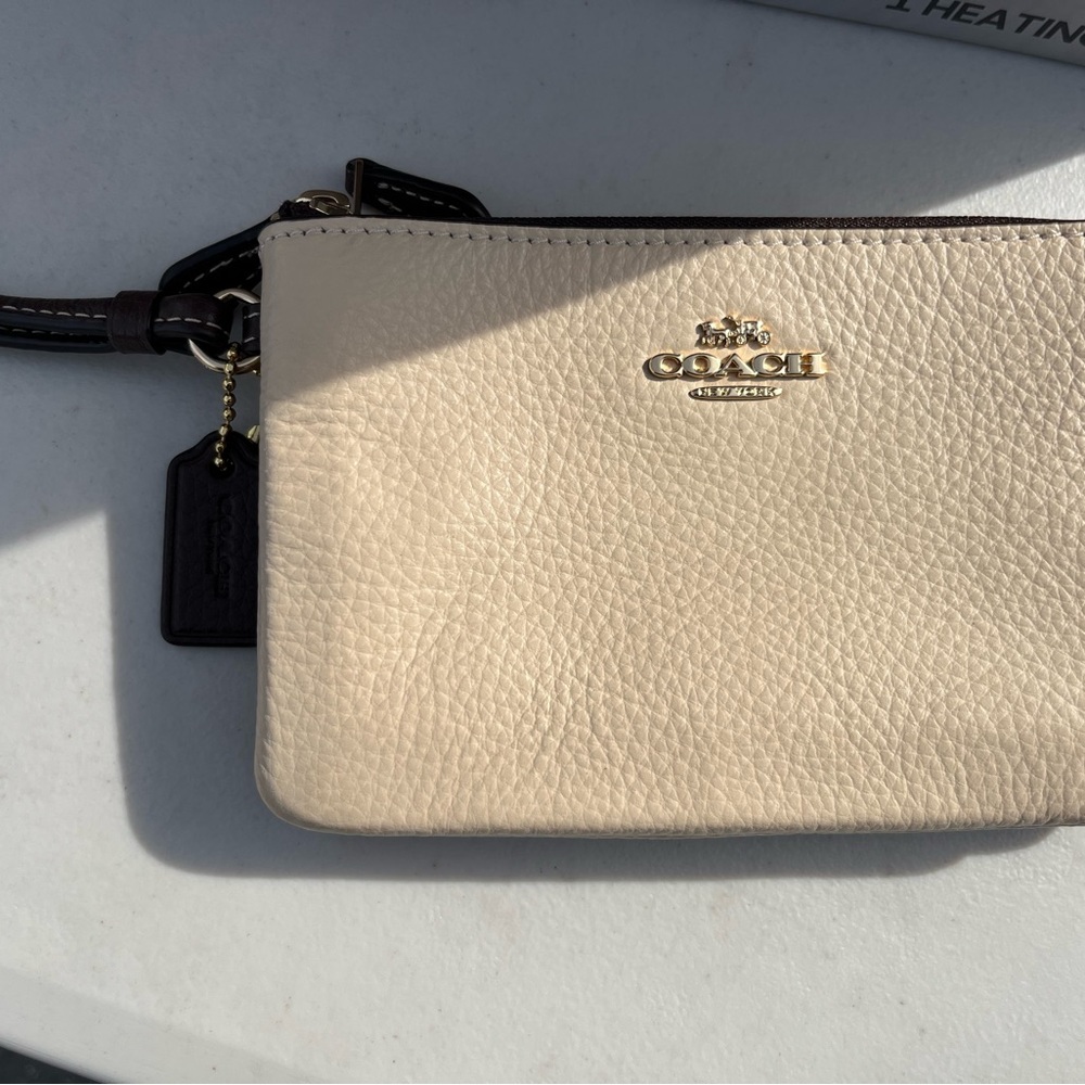 Coach Beige Leather Wristlet